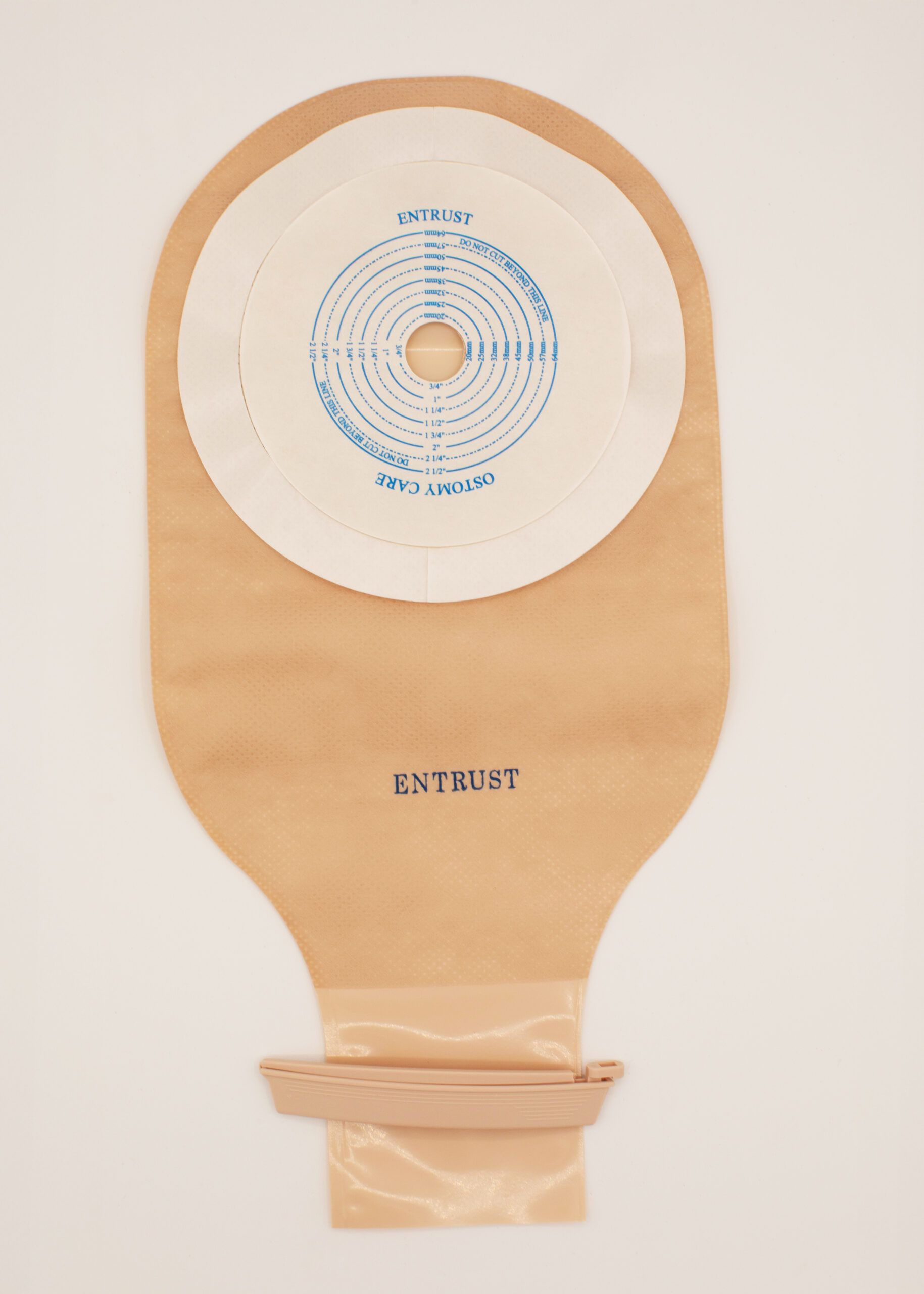 12" One-Piece Drainable Pouch w/ Filter - Extended Wear, Beige, Clip Closure